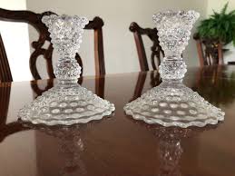 Duncan Miller Hobnail Clear Glass Candlestick Holders | eBay