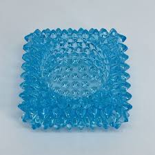 VTG MID-CENTURY FENTON GLASS BLUE HOBNAIL SPIKE SQUARE SALT CELLAR CANDLE HOLDER | eBay