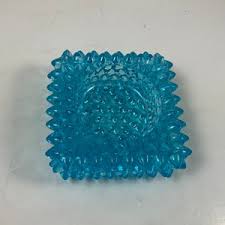 Vintage Fenton Square Hobnail Aqua Blue Trinket/ring/salt Dish Votive Holder. No Chips or Cracks. - Etsy