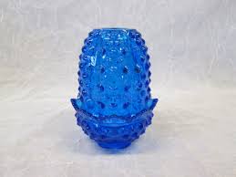 FENTON Art Glass BLUE HOBNAIL Fairy Tea Light Candle Lamp 2pcs top base | eBay