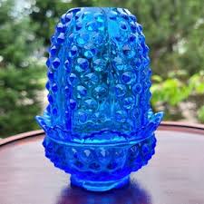 Vintage Fenton Cobalt Blue Fairy Lamp Hobnail Glass Votive 2 Piece Candle Holder - Etsy