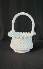 Vintage Fenton Art Milk Glass Hobnail 3637 Basket Easter, Thanksgiving, White Milk Glass, Popcorn Texture - Etsy