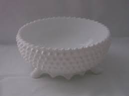 Vintage MILK GLASS HOBNAIL Bowl/footed Milk Glass ...