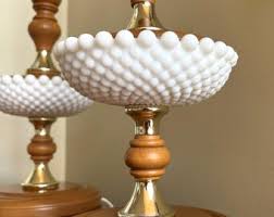 Pair of Vintage MCM Buffet Lamps Wood and Hobnail Milk Glass 20 & 3/4 Inches Tall 1960's -70's - Etsy