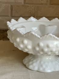 Vintage Fenton Hobnail Milk Glass 6-Candle Holder | Footed with Scalloped Top | eBay