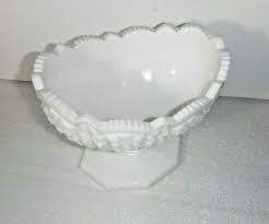 Antique Kemple Milk Glass Centerpiece with Pedestal in a Toltec Pattern. | eBay