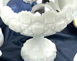 1950s Westmoreland White Milk Glass Pedestal Fruit Bowl With Intricate Old Quilt Design Vintage Decor - Etsy
