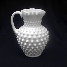 Fenton White Milk Glass Hobnail 3762 Jug Syrup Pitcher Ruffled Crimped - Etsy