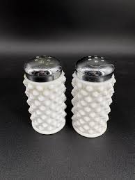 Fenton Vintage Hobnail Milk Glass Salt and Pepper Shakers Set Cottage Core | eBay