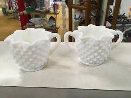 Milk Glass Vintage Hobnob Sugar Creamer 2 piece Estate – Morties Boutique