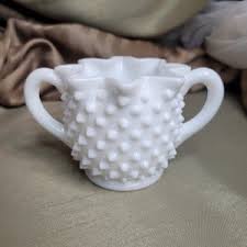 Vintage Hobnail FENTON Two Handled Small Sugar Bowl - White Milk Glass in Excellent Condition - Shiny - Nice Glossy Interior - FREE Shipping - Etsy