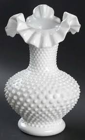 Hobnail Milk Glass 11" Double Crimped Vase by Fenton | Replacements, Ltd.