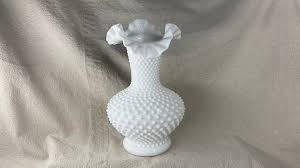 Large Fenton Hobnail White Milk Glass Vase Ruffled Edge | 1960's | Fenton Art Glass - Etsy UK