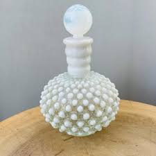 Vintage Fenton Glass Company - 1940's Hobnail - White OPALESCENT- Dresser/vanity - Glass Perfume / Cologne Bottle - Etsy