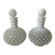 1930s Fenton Hobnail Opalescent Wrisley Cologne Bottles With Stoppers-a Pair | Chairish