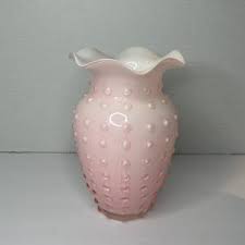 Vintage Fenton Double Layer Glass Light Pink to White Hobnail Ruffle Vase - Etsy Ireland