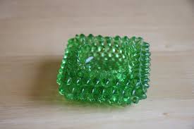 Buy Vintage Fenton Square Green Hobnail Salt Cellar Dish ...