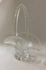 Vintage Wheel Cut Crystal Small Bride's Basket Roses ...