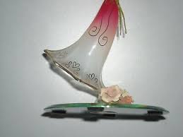 Glass Baron Angel Holding Roses Red Wings and Skirt on Mirror Orig Label | eBay