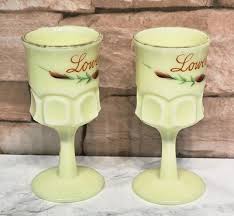 Lot of 2 Victorian Era Custard Glass Uranium Souvenir Goblet Lowell Wisconsin | eBay