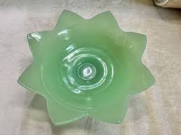 Fenton Lotus Bowl Jade Green Elegant Glass Vintage | eBay