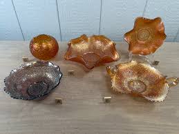 Fenton Persian Medallion | Choose From: Amethyst Sawtooth Bowl, Ruffled Marigold Bowl, Marigold Hair Receiver, or Marigold Handled Bon Bon - Etsy