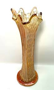 Fenton Carnival Glass Vase Diamond Point Columns Marigold Vintage | eBay