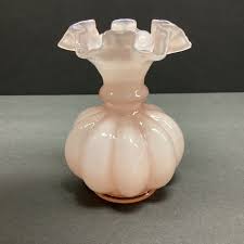 Fenton Art Glass Dusty Rose Pink Encased Overlay Melon Vase ...