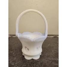 Vintage Fenton Silver Crest Milk Glass Basket | Mercari