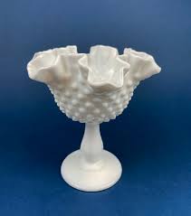 Fenton Milk Glass Compote. White, Footed, Hobnail Bowl with ...