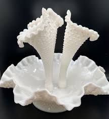 Stunning Fenton Epergne Diamond and Lace Pattern, Milk Glass, Three Horns, Great Vintage Condition, Fenton Collectible, No Chips or Issues - Etsy