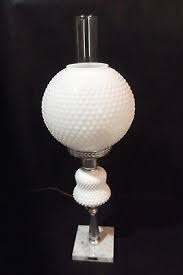 Vintage Hobnail Milk Glass Table Lamp w/Marble Base | eBay