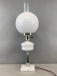 Sold at Auction: Fenton White Milk Glass Hobnail Glass Lamp