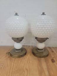 Set of 2 "Underwriters' Laboratories" Hobnail Milk Glass Light Fixtures. 3D - Lil Dusty Online Auctions - All Estate Services, LLC