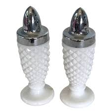 Vintage Milk Glass Salt and Pepper Shaker Set Diamond Pattern Westmoreland 4.5" - Etsy