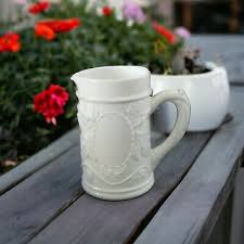 Vintage Small 12 oz Milk Glass Pitcher or Creamer in Grape Leaf Design | eBay