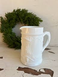 Vintage Milk Glass Small Creamer Pitcher, Grapes & Leaves Vintage Pattern - Etsy