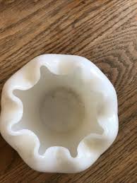Vintage Milk Glass Folded Scalloped Edge Vase/Planter 4.5 ...