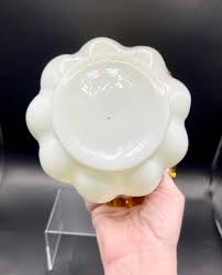 Vintage Fenton Milk Glass Gold Crest Ruffled Bowl - Etsy