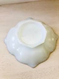 Milk Glass Pedestal Bowl Gold Trim Gilt Embossed Raised ...