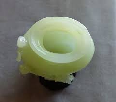 Antique Celadon Green Jade Carved Urn Vase w/Wood Stand ...