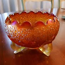 FENTON art glass collectibles, candy dish, orange. Hobnail design. | eBay