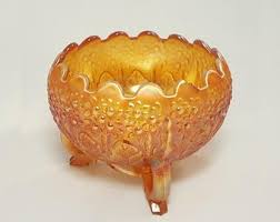 Antique Fenton Orange Tree Marigold Iridescent Carnival Glass Bowl – Three-toed, Cupped - Etsy