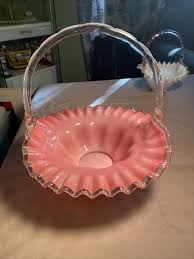 Fenton Peach Crest 10 1/2” Basket | eBay