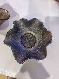 Vintage Fenton Cobalt & Amethyst Persian Medallion Carnival Glass Bowls (2) | eBay