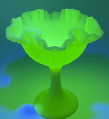 Fenton Green Persian Medallion Satin Glass Compote Dish ...