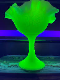 Fenton Persian Medallion Uranium Custard Glass Compote - Etsy