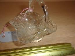 2 CLEAR SMALL GLASS HANDLED BASKET WITH WEAVE DESIGN | eBay