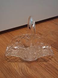 Vintage cut crystal clear flower basket- | Mercari