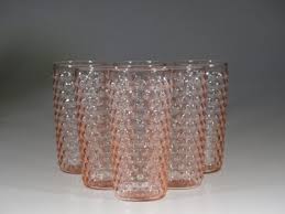 Set of 6 Vintage Deco MacBeth-Evans MacHOB pink glass Ice ...